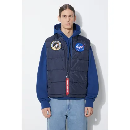 Zdjęcie Alpha Industries bezrękawnik Puffer Vest NASA męski kolor granatowy zimowy 118124
