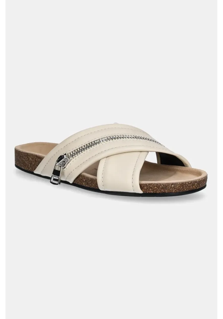 obrazek 1 JW Anderson klapki skórzane Biker Loafer damskie kolor beżowy SN0107 LA0268 002