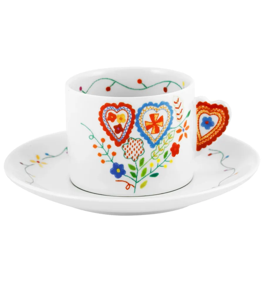 obrazek 1 Filiżanka do herbaty ze spodkiem z porcelany Vila Verde z motywem inspirowanym świętem Walentynek - Vista Alegre
