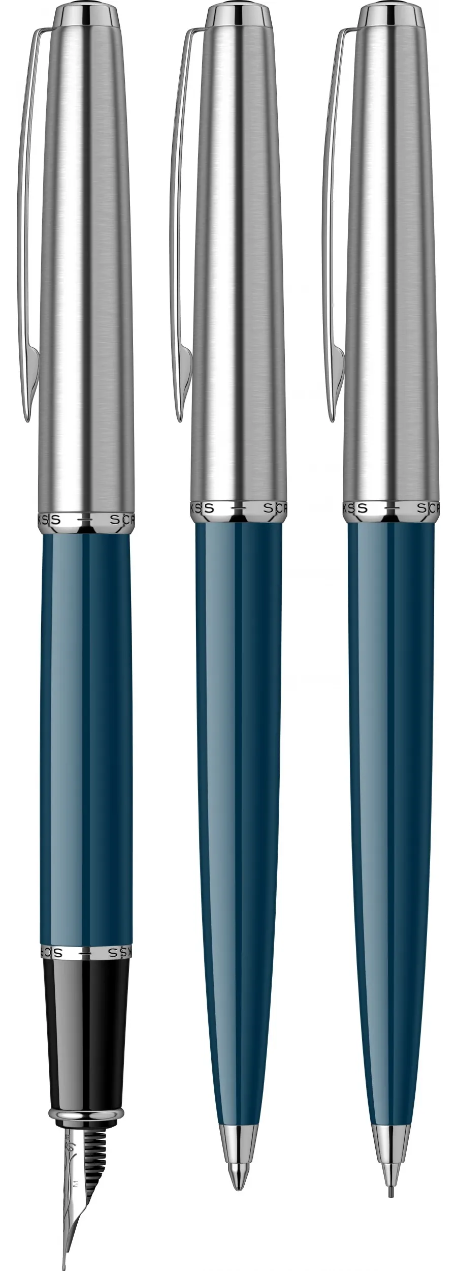 obrazek 2 Zestaw Pióro Wieczne - Długopis - Ołówek Mechaniczny 0.7mm - kolor granatowy