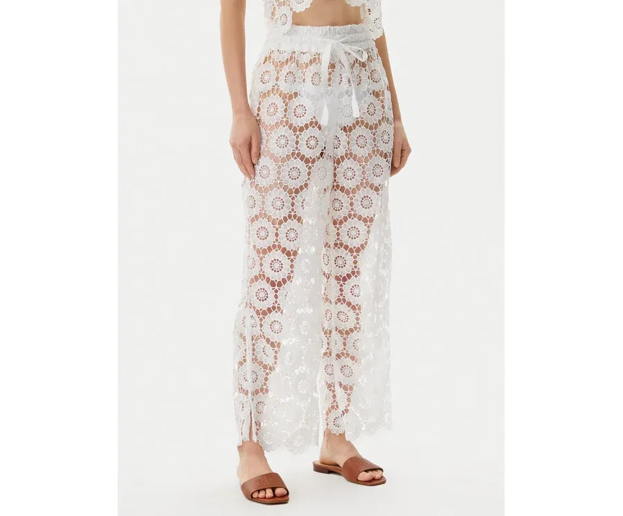obrazek 1 Seafolly Spodnie materiałowe Secret Garden 55418-PA Biały Regular Fit