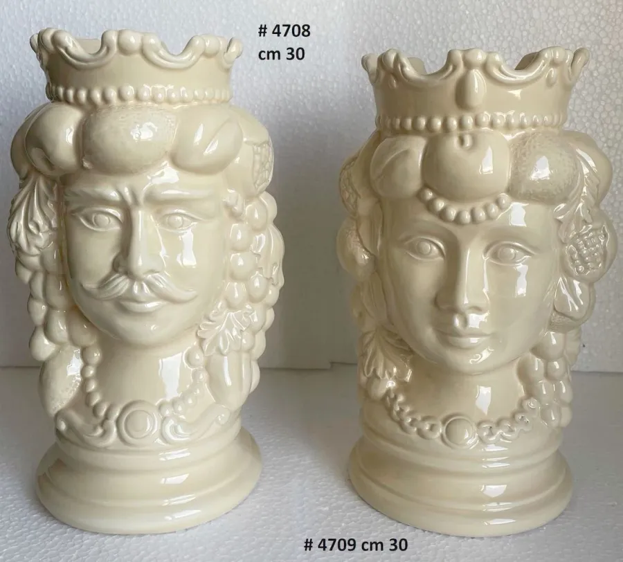 obrazek 4 Ceramiczne wazony, donice Teste di Moro w kształcie głowy kobiety i mężczyzny