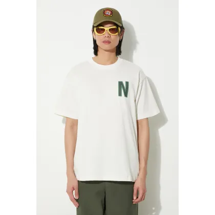 Zdjęcie Norse Projects t-shirt bawełniany Simon Loose Organic męski kolor beżowy z nadrukiem N01.0659.0957