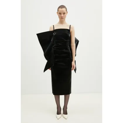 Zdjęcie Sportmax sukienka Alacre1234 kolor czarny midi prosta 2422226133600