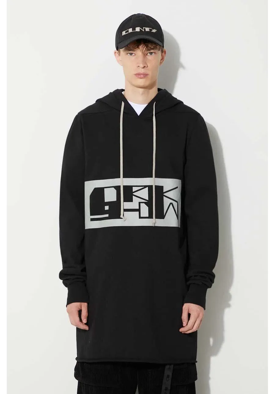 obrazek 1 Rick Owens bluza bawełniana męska kolor czarny z kapturem z nadrukiem