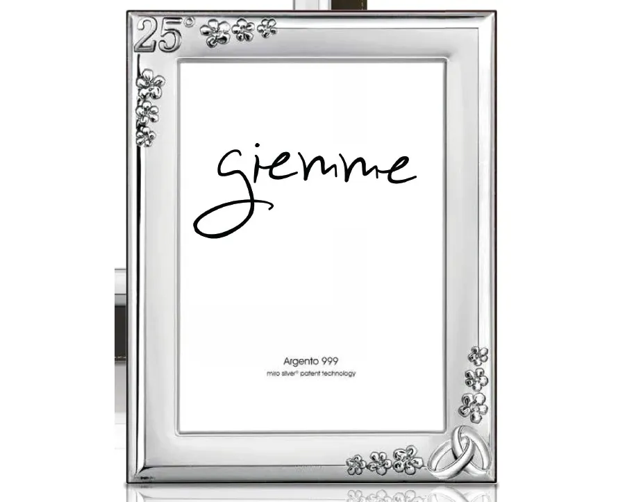 obrazek 1 Stylowa srebrna ramka na zdjęcia 18х24 cm z symboliką 25 rocznicy ślubu