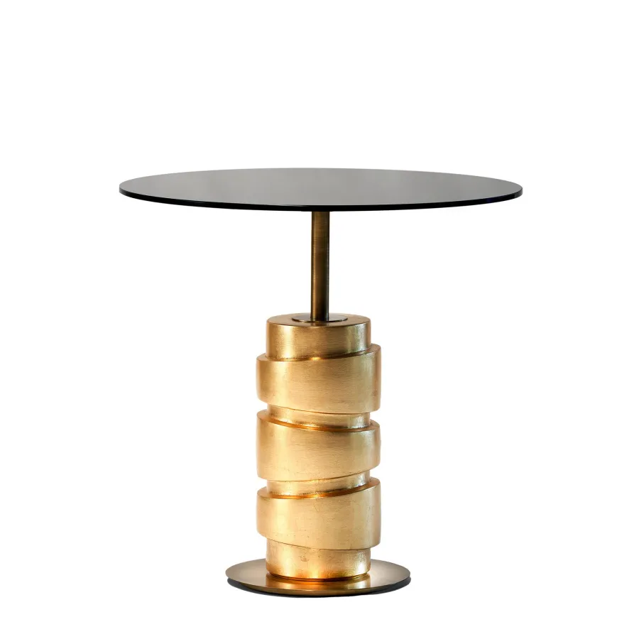 obrazek 1 Okrągły stolik kawowy z mosiężną konstrukcją H.65xDia.65 cm