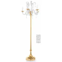 Zdjęcie Lampa podłogowa z pięcioma lampami z odlewanego mosiądzu i przezroczystego piaskowanego szkła Murano - Il Paralume Marina