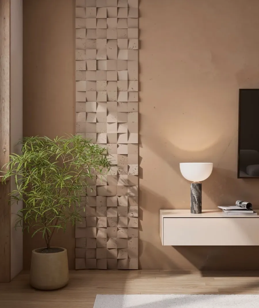 obrazek 1 60x60 cm VT - PB15 (KS kość słoniowa) COCO - panel dekor 3D beton architektoniczny