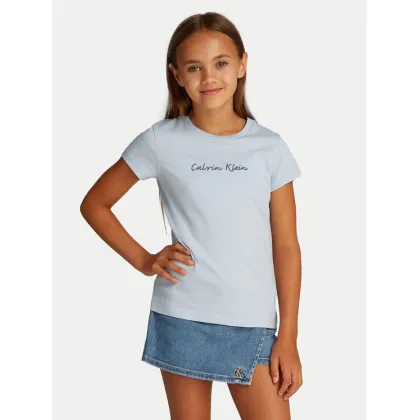 Zdjęcie Calvin Klein Jeans T-Shirt Script Logo IG0IG02857 Błękitny Slim Fit