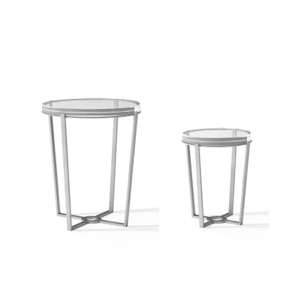 Zdjęcie Stylowy owalny stolik kawowy z marmurem i metalicznym wykończeniem