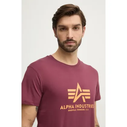 Zdjęcie Alpha Industries t-shirt bawełniany Basic T-Shirt kolor czerwony z nadrukiem 100501.184