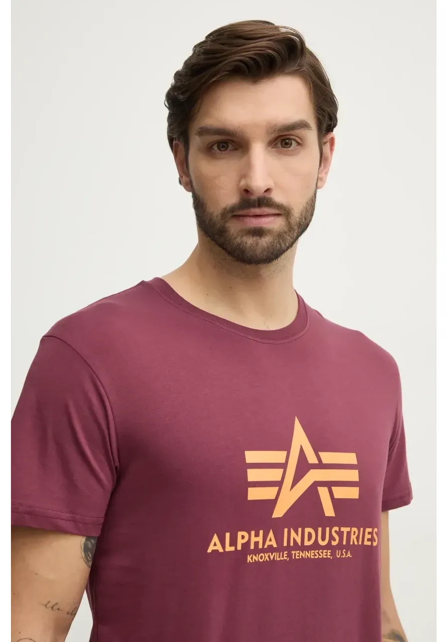 obrazek 1 Alpha Industries t-shirt bawełniany Basic T-Shirt kolor czerwony z nadrukiem 100501.184