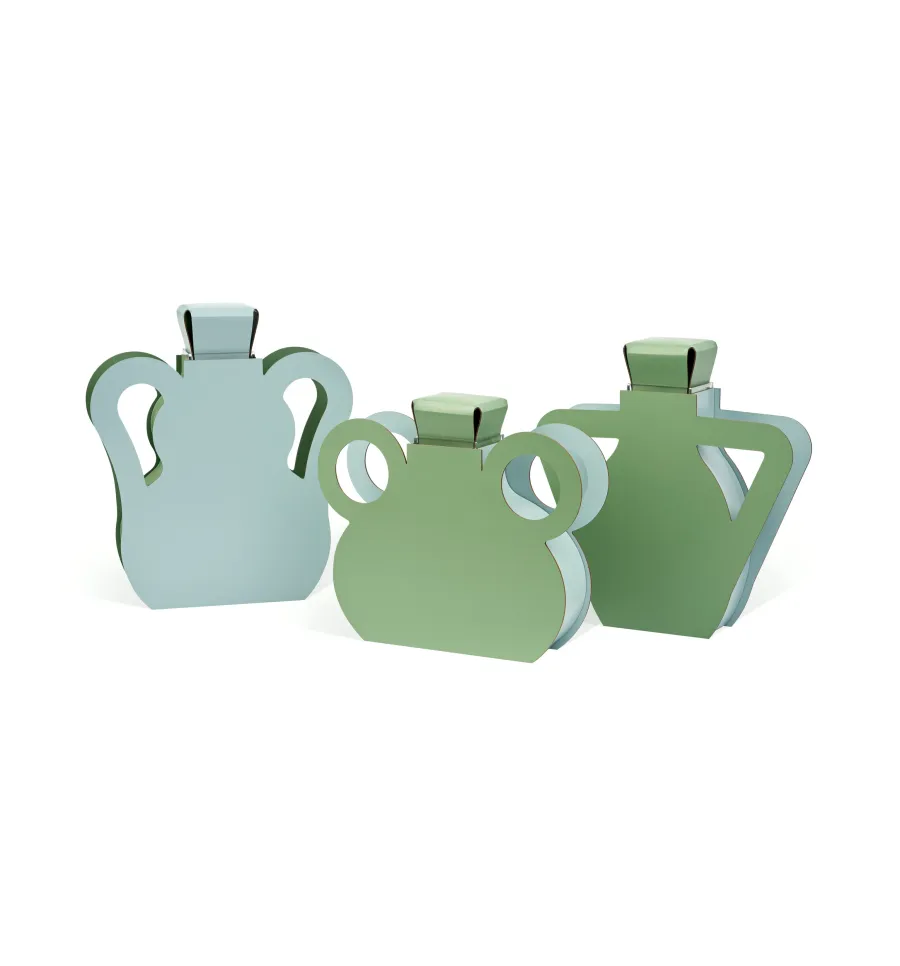 obrazek 4 Niepowtarzalny wazon Otto 9x42xH38 cm ze skóry w kolorze liści eukaliptusa