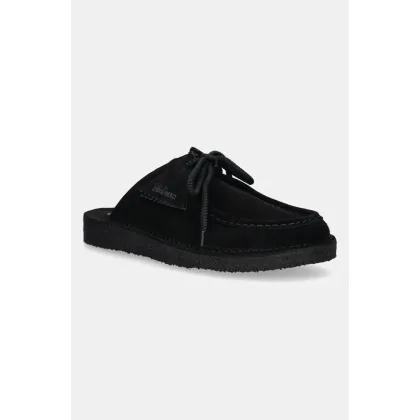 Zdjęcie Clarks Originals klapki zamszowe Desert Nomad Mule męskie kolor czarny 26180722