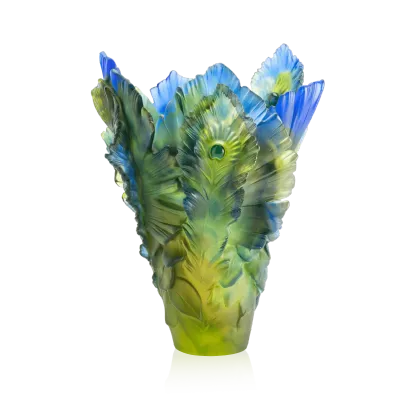 Zdjęcie Oryginalny duży kryształowy wazon Egzotyczny Kwiat Pawia – marka Daum