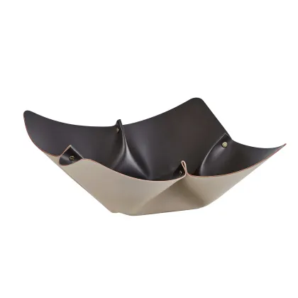 Zdjęcie Skórzana misa na owoce Ø45 cm w kształcie kwiatu w kolorze cappuccino