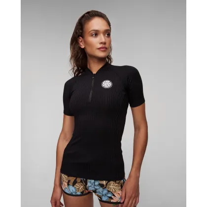 Zdjęcie Czarna Koszulka Do Pływania Damska Rip Curl Premium Surf 1/4 Zip Upf S/s