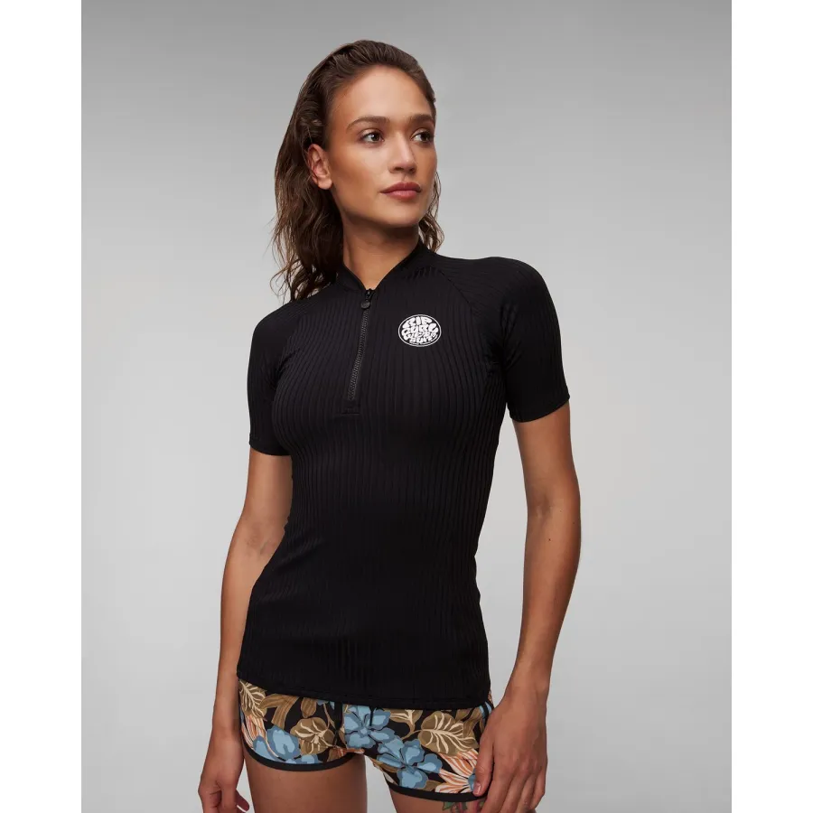obrazek 1 Czarna Koszulka Do Pływania Damska Rip Curl Premium Surf 1/4 Zip Upf S/s