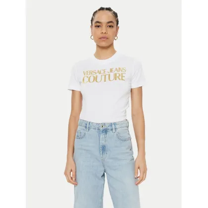 Zdjęcie Versace Jeans Couture T-Shirt 78HAHT01 Biały Regular Fit