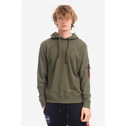 Zdjęcie Alpha Industries bluza X-Fit Hoody męska kolor zielony z kapturem gładka 158321.257