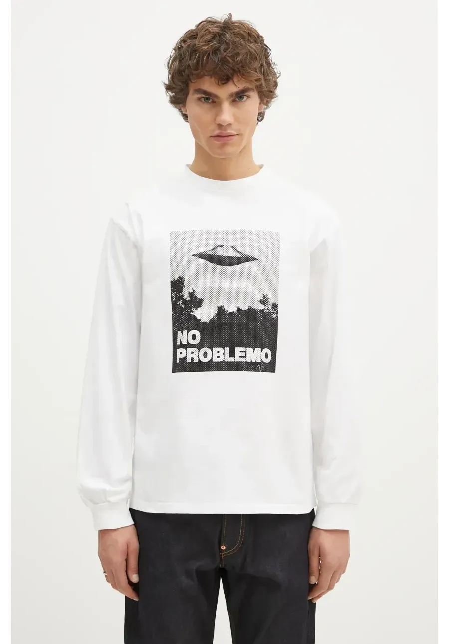 obrazek 1 No Problemo longsleeve bawełniany Visitors kolor biały z nadrukiem NP60024.02