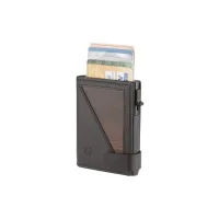 Picture Stylish wallet with a coin compartment made of real smoked oak and smooth black leather