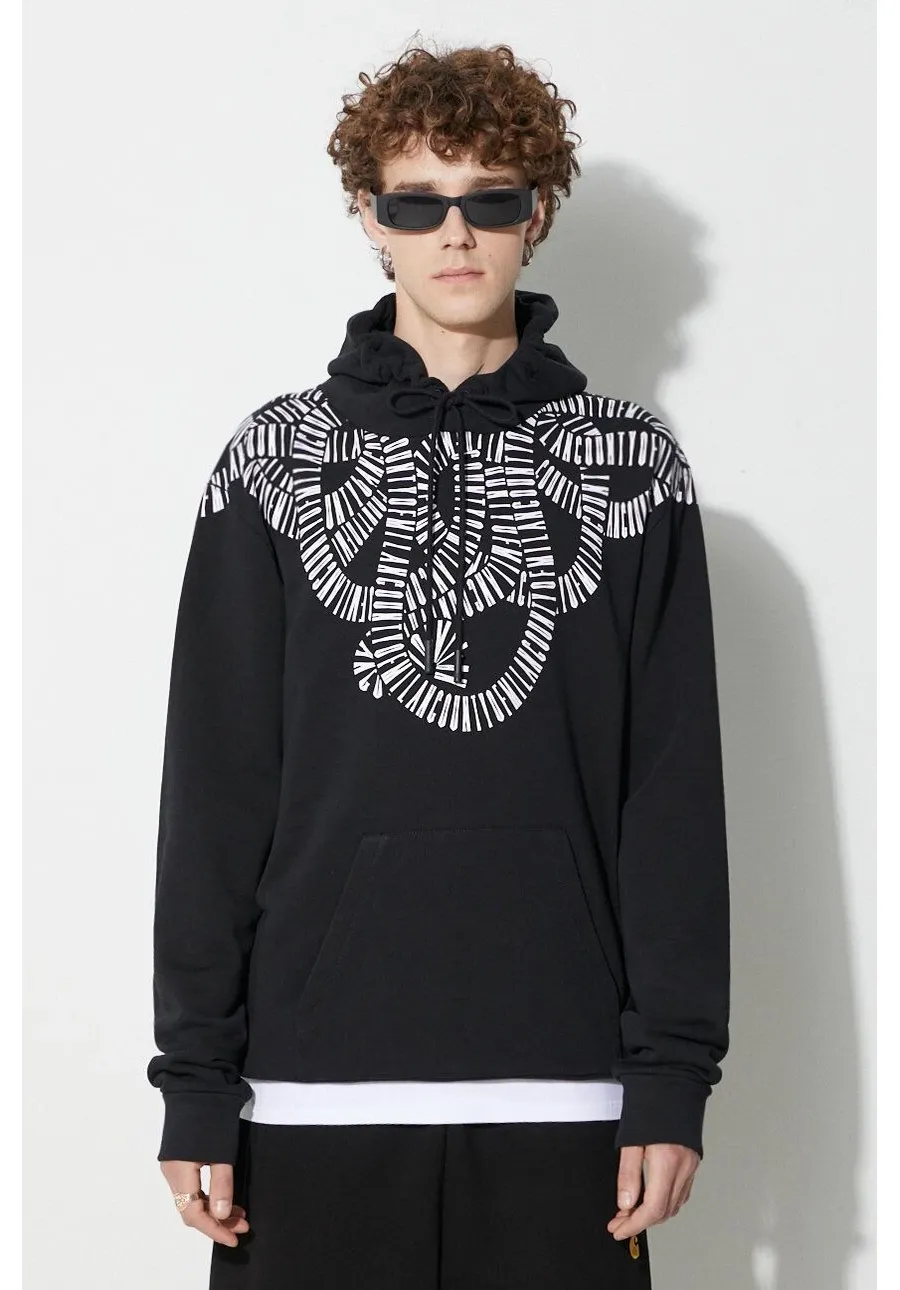 obrazek 1 Marcelo Burlon bluza bawełniana Snake Wings męska kolor czarny z kapturem wzorzysta
