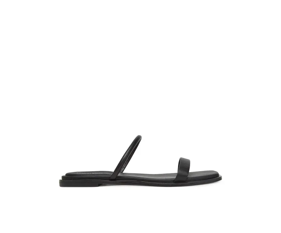 obrazek 1 Calvin Klein Klapki Flat Sandal Squared 2-Bar Lth HW0HW02532 Czarny