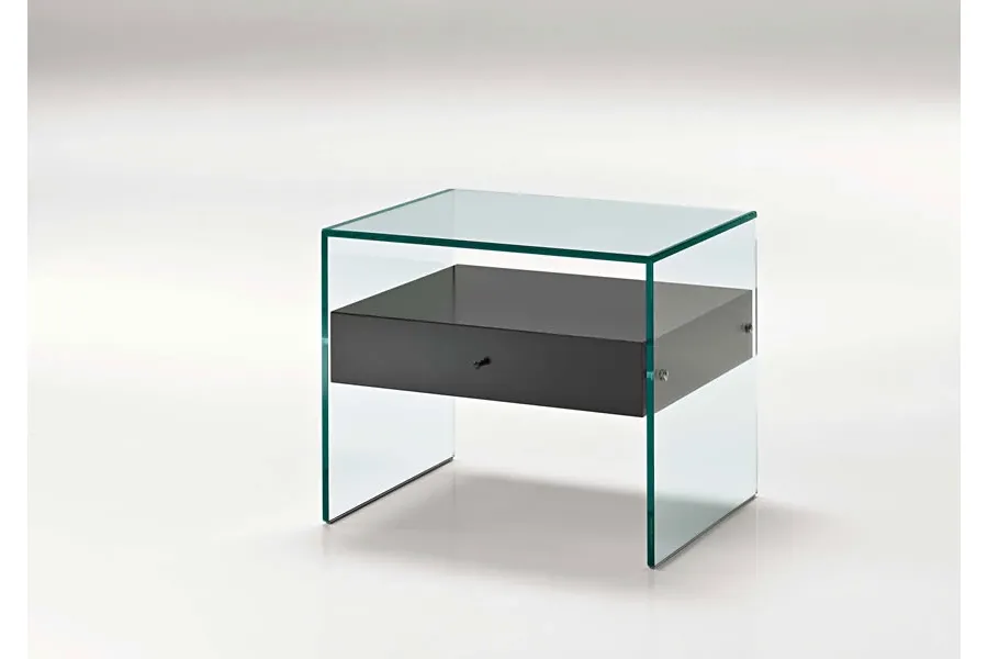 obrazek 4 Mały szklany stolik z drewnianą półką - Tonelli Design