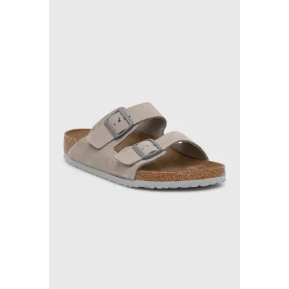 Zdjęcie Birkenstock klapki zamszowe Arizona męskie kolor szary 1027749