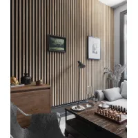 Zdjęcie 275x51x5,9 cm LD (9 lameli dąb Sonoma) panel akustyczny na płycie MDF 19 mm - dekoracja ścienna 3D