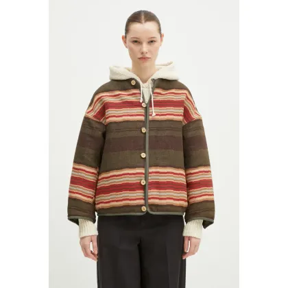 Zdjęcie WMV kurtka puchowa dwustronna z domieszką wełny Liner Jkt Jacquard Blanket kolor zielony zimowa 325105013006