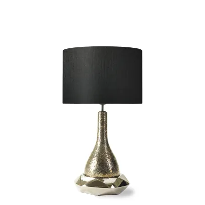 Zdjęcie Ceramiczna lampa stołowa z abażurem z tkaniny H.80xL.45xP.45 cm