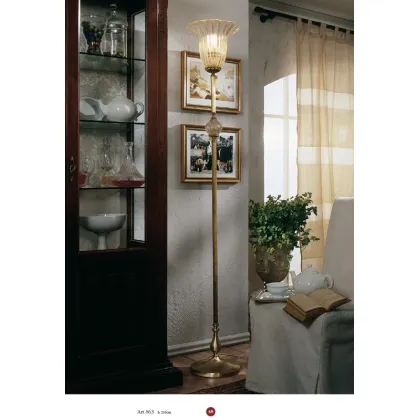 Zdjęcie Lampa podłogowa z mosiądzu z elementami z przezroczystego szkła Murano – Il Paralume Marina