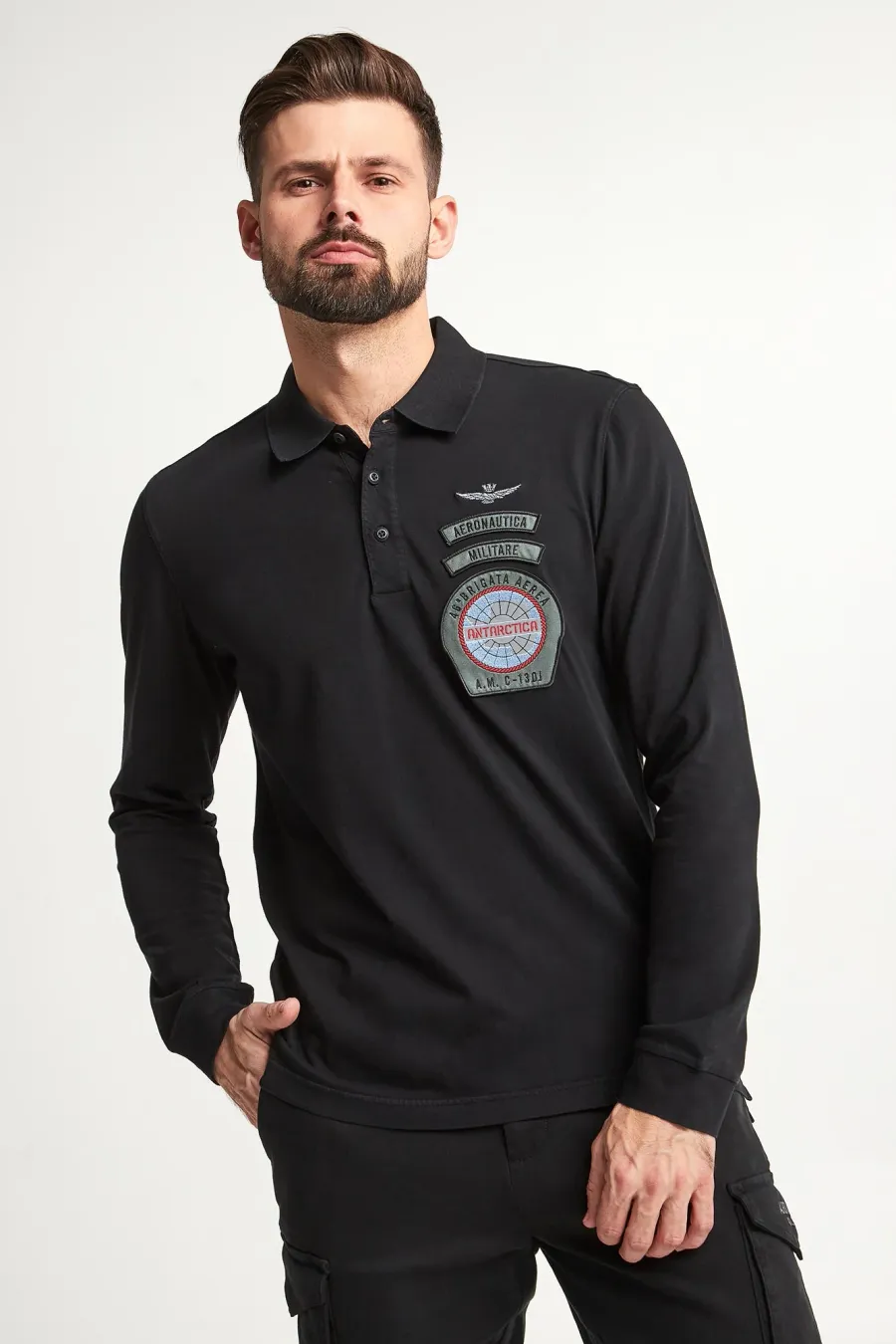 obrazek 1 Longsleeve Polo męski AERONAUTICA MILITARE Aeronautica Militare