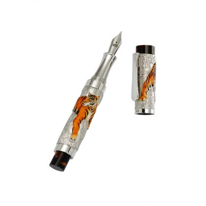 Picture Italian silver Tiger fountain pen
