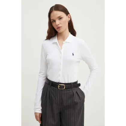 Zdjęcie Polo Ralph Lauren koszula damska kolor biały slim z kołnierzykiem klasycznym 211941176