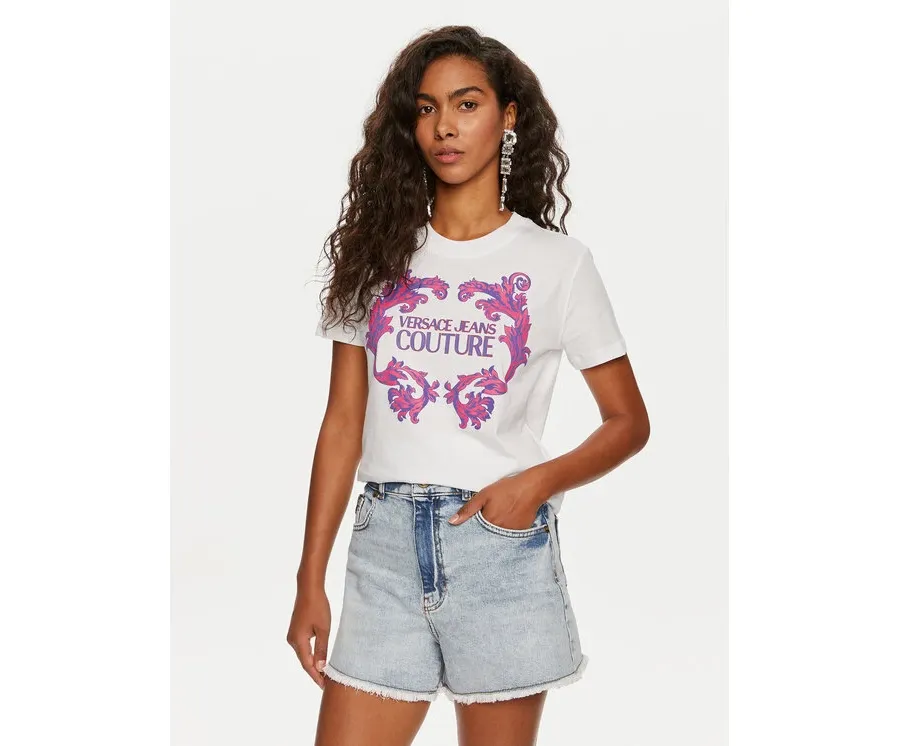 obrazek 1 Versace Jeans Couture T-Shirt 76HAHG02 Biały Slim Fit