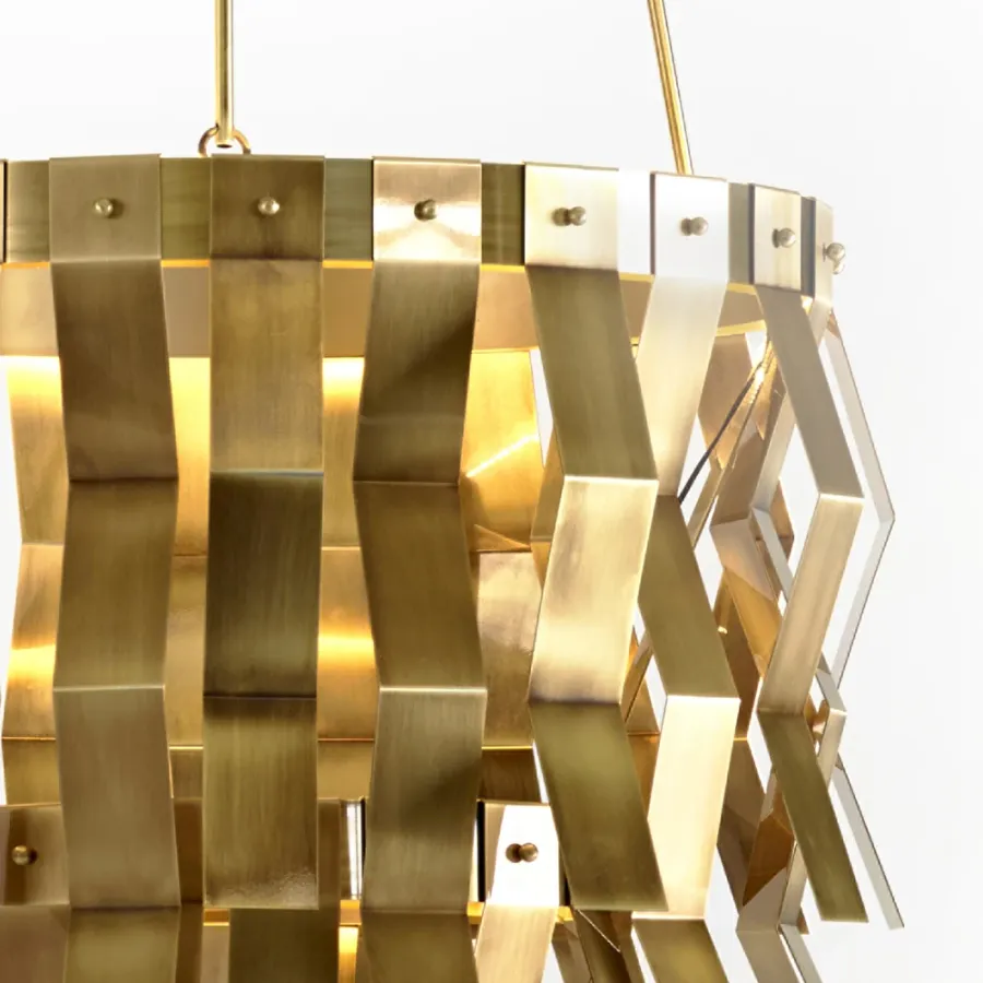 obrazek 4 Lampa wisząca z dekoracyjnymi giętymi elementami z mosiądzu H.78+110xDia.68 cm