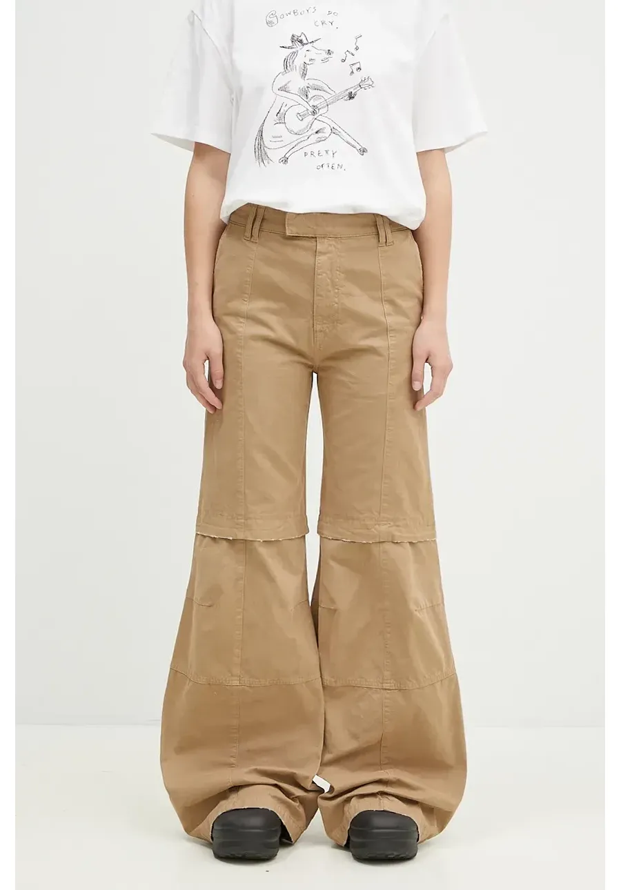obrazek 1 DARKPARK spodnie bawełniane Sam kolor beżowy dzwony high waist WTR63.FAP05.0085