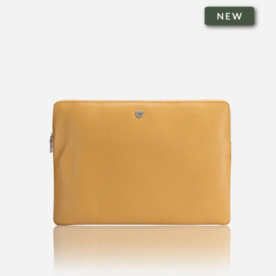 obrazek 1 Stylowa damska skórzana teczka na laptopa w kolorze żółtym