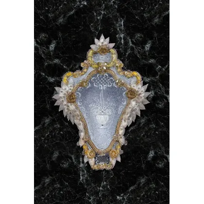 Zdjęcie Wyjątkowa reprodukcja lustra z XX wieku ze szkła Murano w stylu weneckim