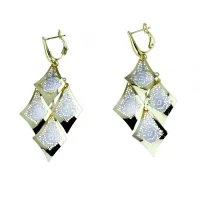 Picture Hanging earrings with perforated and wavy plates with a hook
