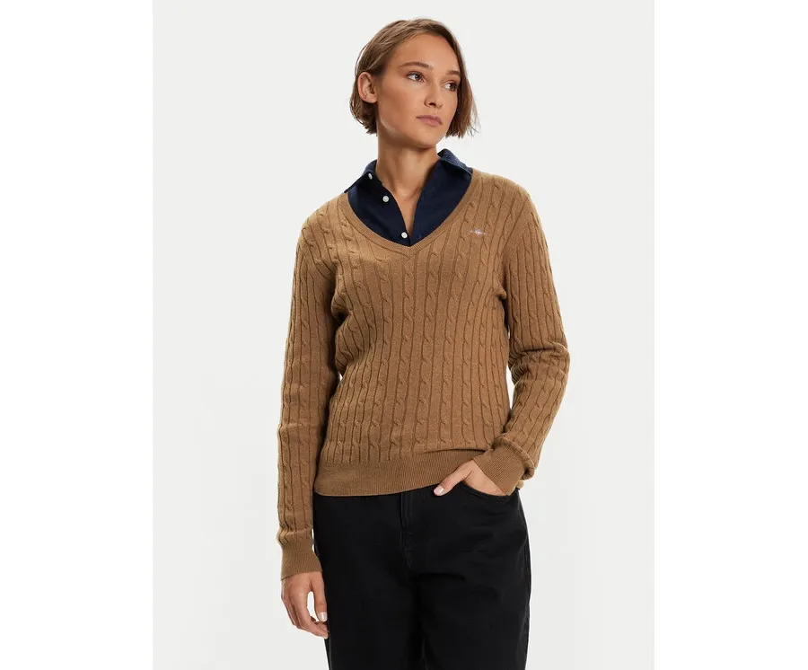 obrazek 1 Gant Sweter 4800101 Brązowy Slim Fit
