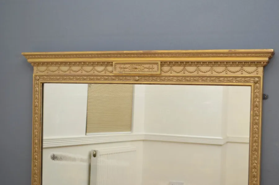 obrazek 4 Wiktoriańskie lusterko ścienne pozłacane, z oryginalną płytą lustrzaną - antyk