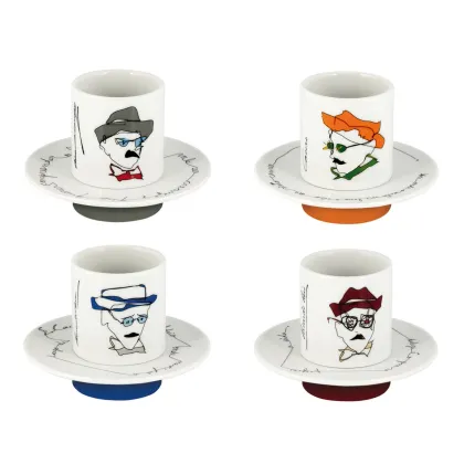 Zdjęcie Stylowy zestaw 4 porcelanowych filiżanek do kawy z talerzykami - Vista Alegre