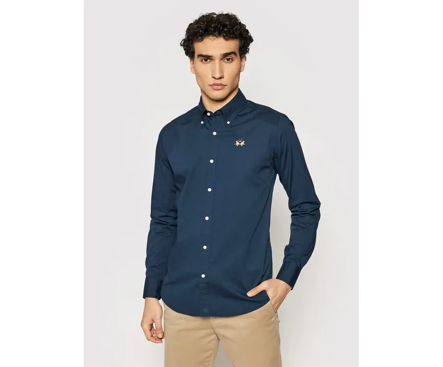 obrazek 1 La Martina Koszula CCMC02 PP003 Granatowy Slim Fit