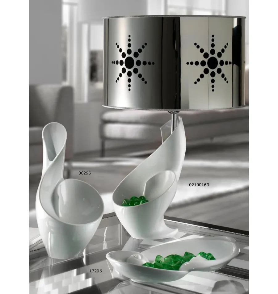 obrazek 2 Designerska porcelanowa lampa z abażurem o perforacjach w kształcie słońca