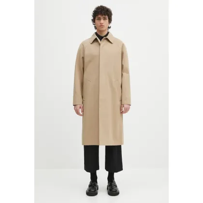 Zdjęcie A.P.C. płaszcz z domieszką lnu Mac Edouard męski kolor beżowy przejściowy oversize COGXT.M01549